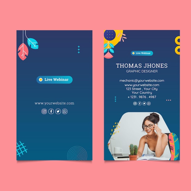 Vector businesswoman business card template