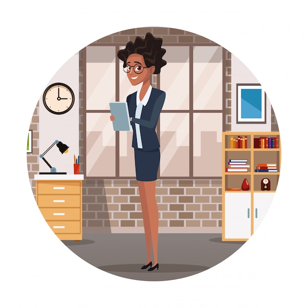 Vector businesswoman cartoon at office