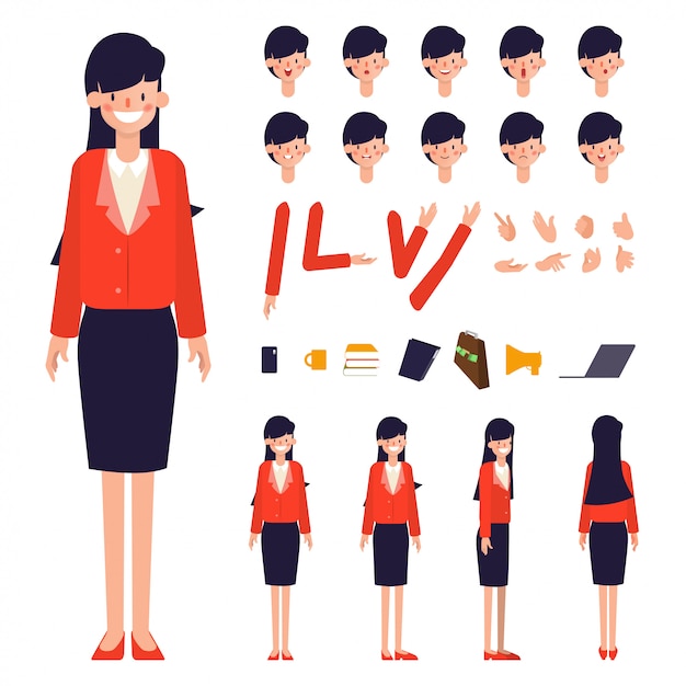 Businesswoman character creation animated.