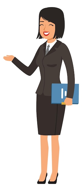Businesswoman character Happy laughing woman in formal suit