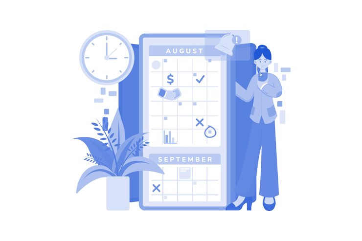 Vector businesswoman checking her schedule