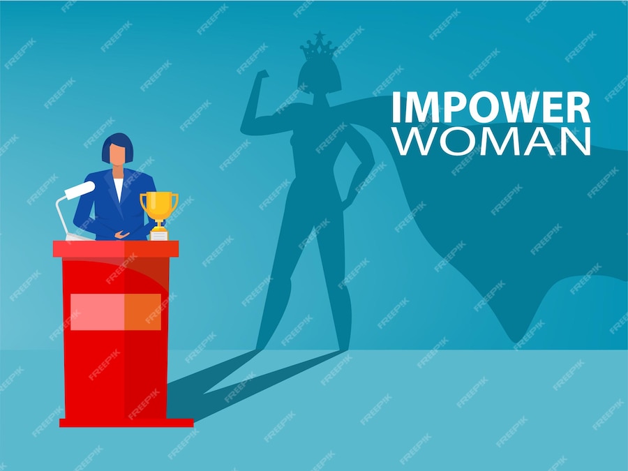 Premium Vector | Businesswoman dream his shadow with empower women ...