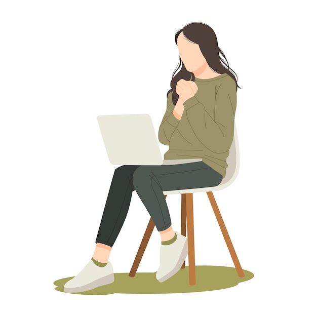 Vector businesswoman enjoying working isolated illustration