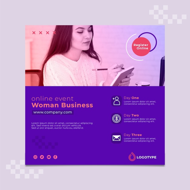 Vector businesswoman flyer square template