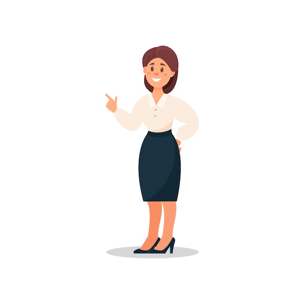 Businesswoman in formal clothes business character working in office cartoon vector illustration on a white background