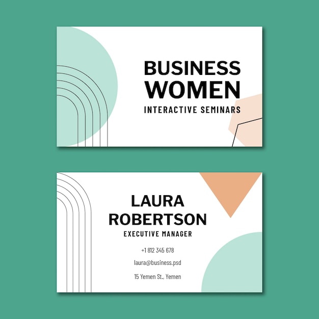 Businesswoman horizontal double sides business card design template