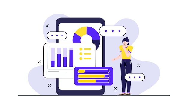 A businesswoman is presentation about business increase with graphs and charts in a modern and creative coworking space