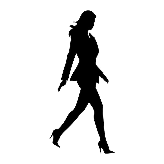 Businesswoman in motion silhouette clipart background