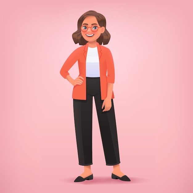 Businesswoman posing Character of a cute girl in business clothes