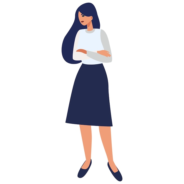 Businesswoman posing Character of a successful person in business clothes Vector illustration in Flat style