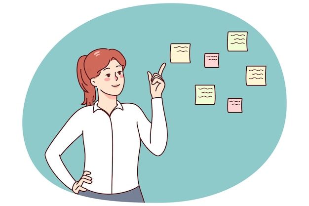 Businesswoman prioritize to do list on notes