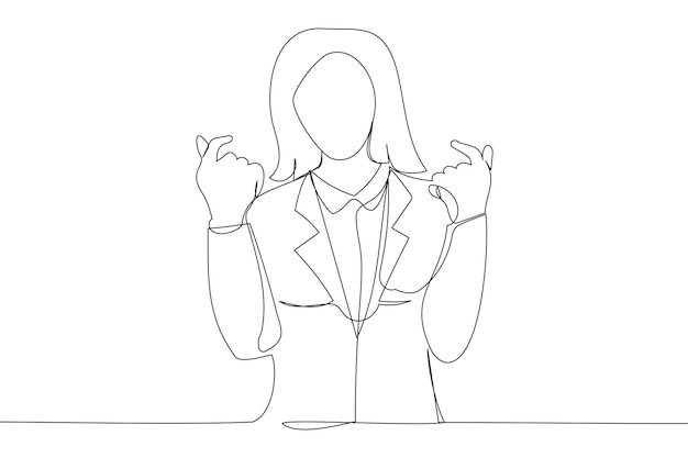 Businesswoman showing korean finger hearts express sympathy or like one line style art