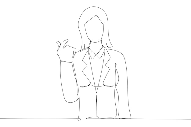 Businesswoman showing mini heart or heart shaped hands gesture blank copy space Continuous line art