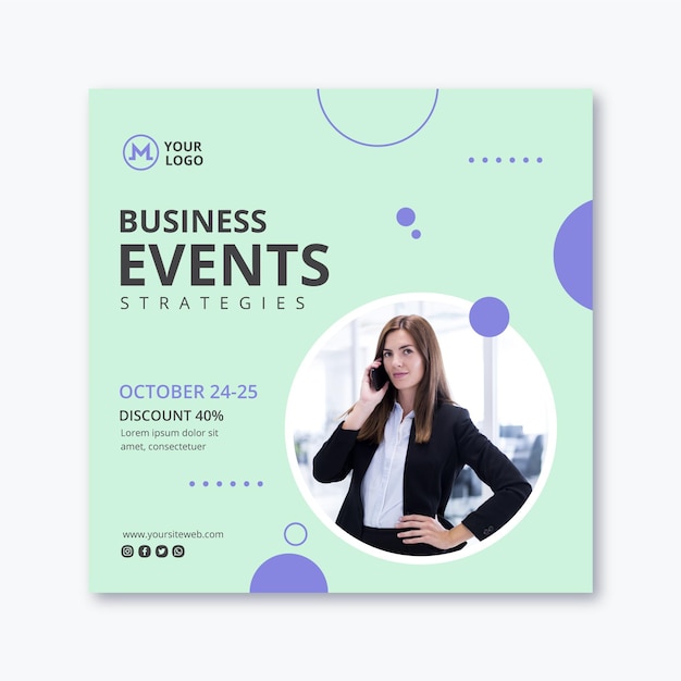 Vector businesswoman square flyer template