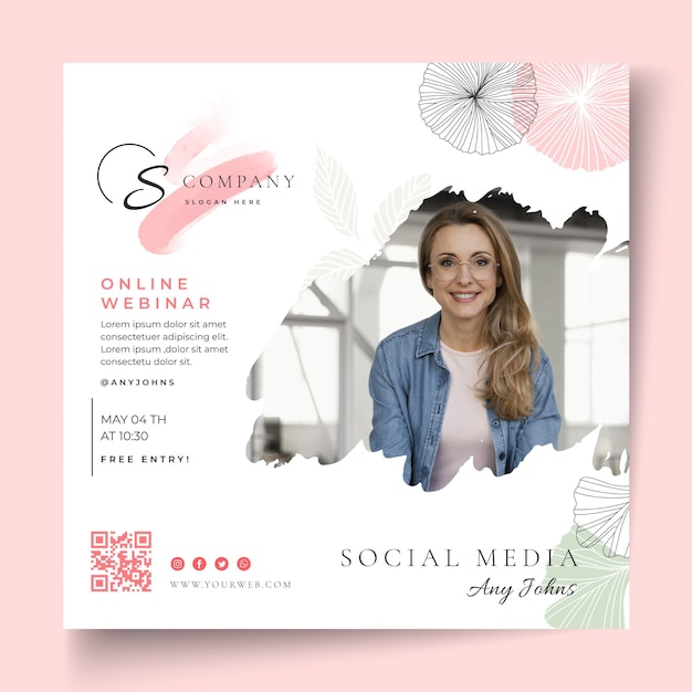 Vector businesswoman square flyer template