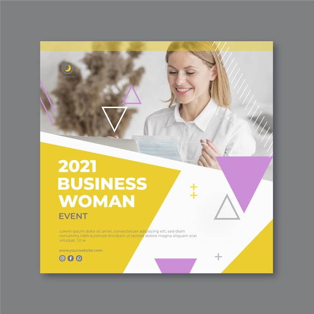 Vector businesswoman squared flyer template