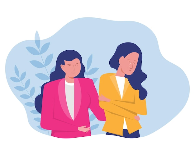 Businesswoman suppert her friend Friendship and embrace Support Vector