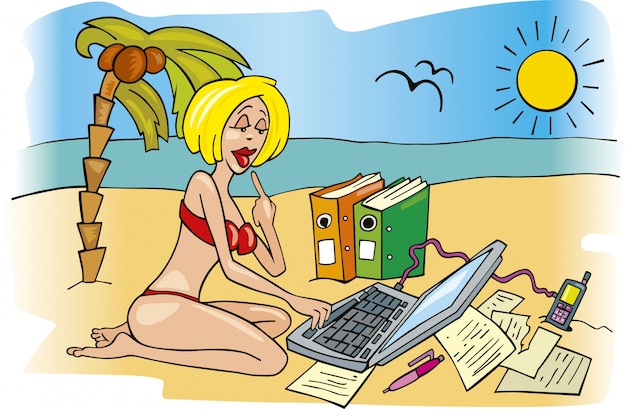 Donna di affari sul fumetto di vacanza