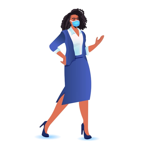 Vector businesswoman wearing mask to prevent coronavirus pandemic successful business woman leader