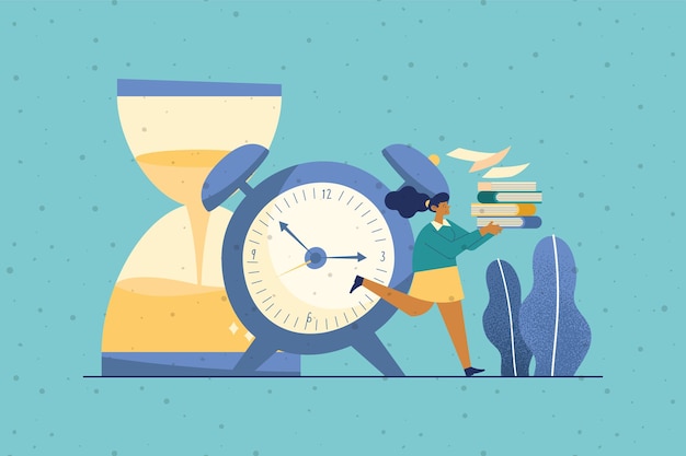 businesswoman with deadline icons character