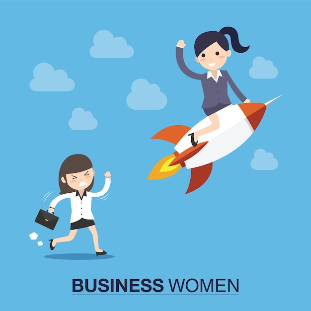 Businesswoman with a rocket