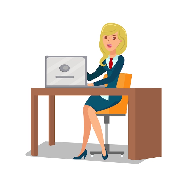 Вектор предприниматель на работе flat