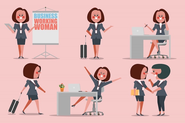 Businesswoman working character people design flat style