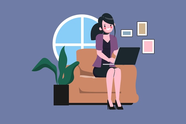 Businesswoman working from home concept stay home stay safe