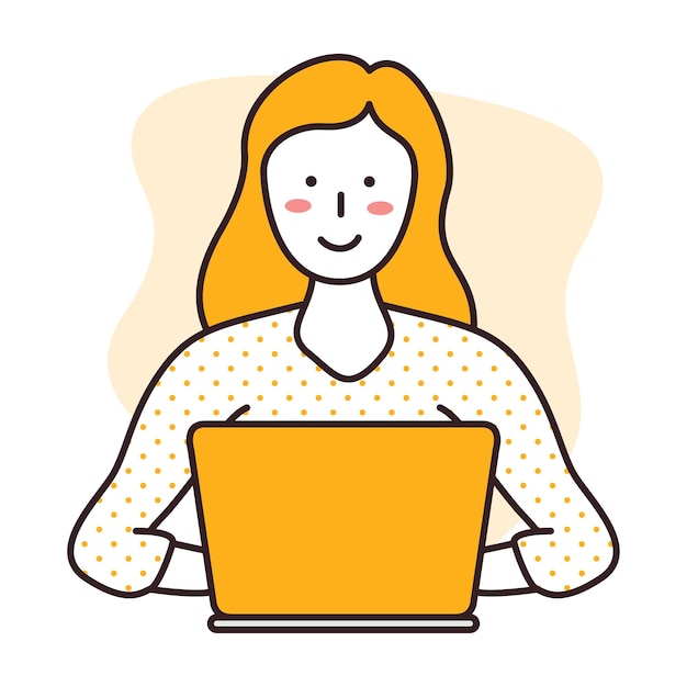 Businesswoman working with a laptop flat style illustration