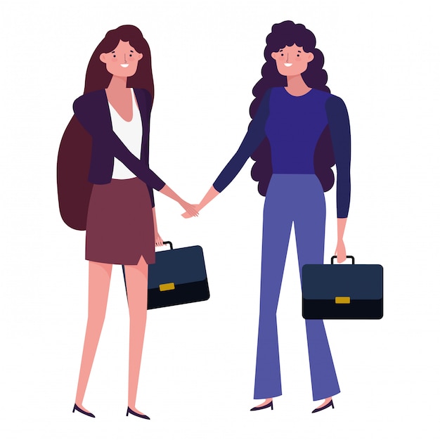 Vector businesswomen avatar with suitcase