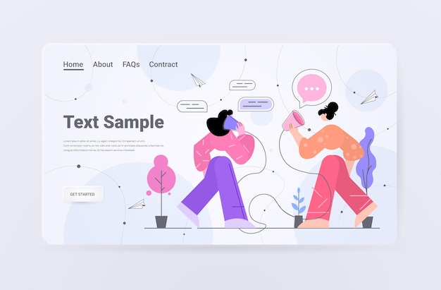 Donne d'affari che parlano al telefono per non udenti o possono telefonare alla pagina di destinazione