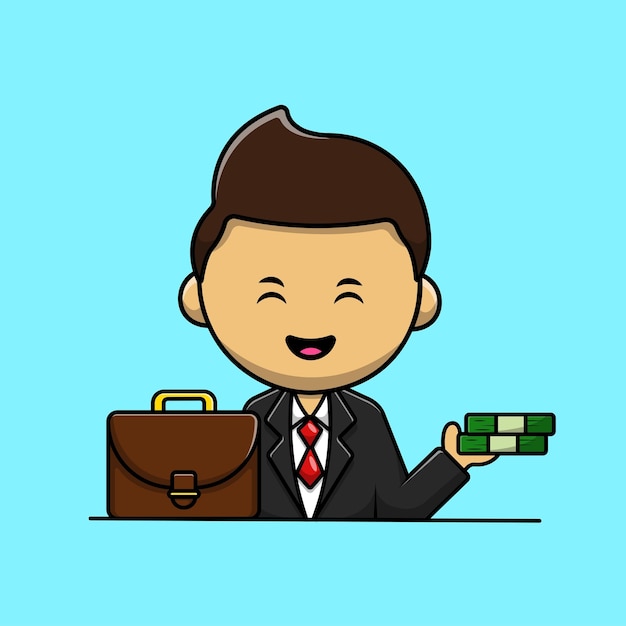 Бизнесмен с деньгами и чемоданом