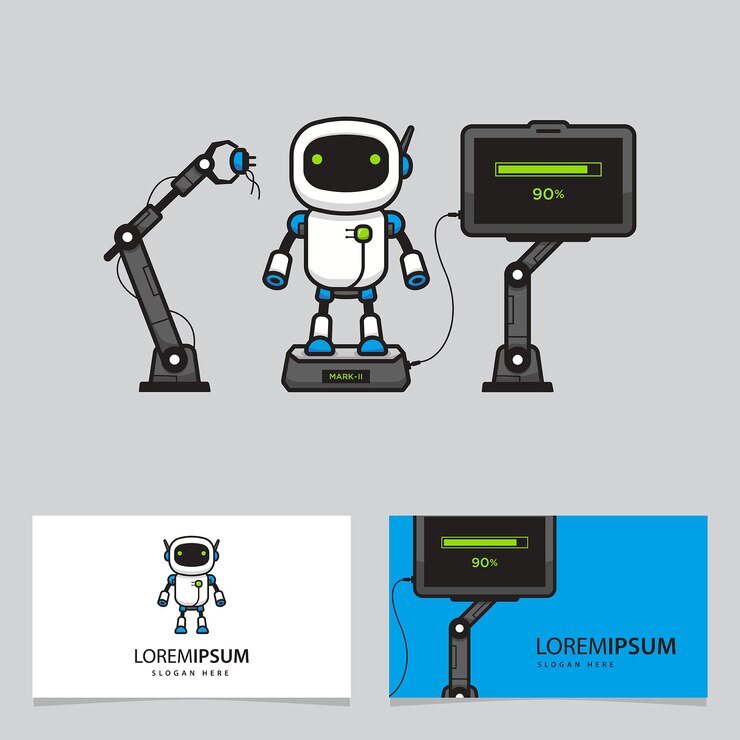 Vector bussiness card robot factory logo