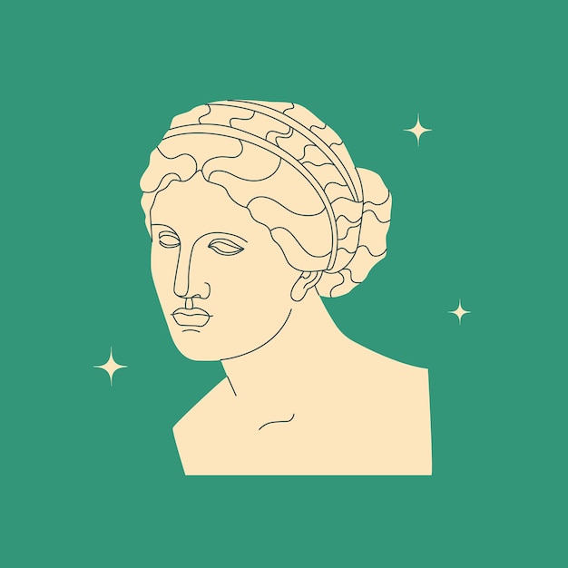 Bust of an ancient Greek woman goddess Antique sculpture in a modern style Vector isolated trendy illustration