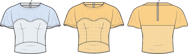 Under bust crop top Vector Template illustration