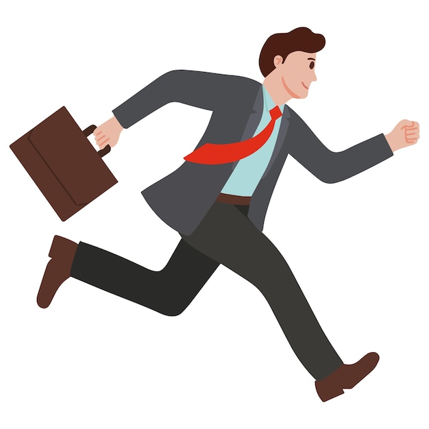 Busy bussiness man running illustration