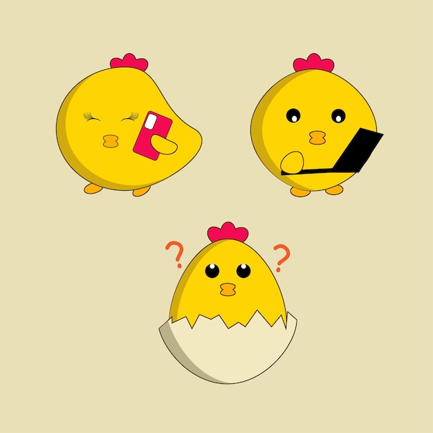 Vector busy chickens