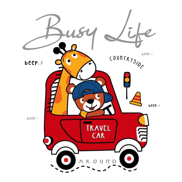 busy life, vector animal cartoon illustration design graphic printing