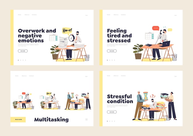 Impiegati occupati, multitasking e oberati di lavoro