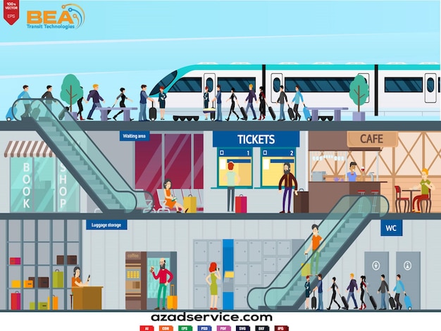 busy train station interior