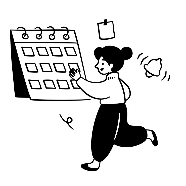 Vector busy woman scheduling appointments