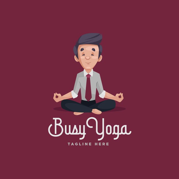 Modello di logo mascotte yoga occupato