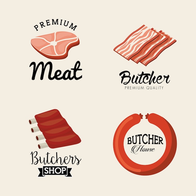 肉屋コンセプトデザイン、ベクトルイラストeps10グラフィック