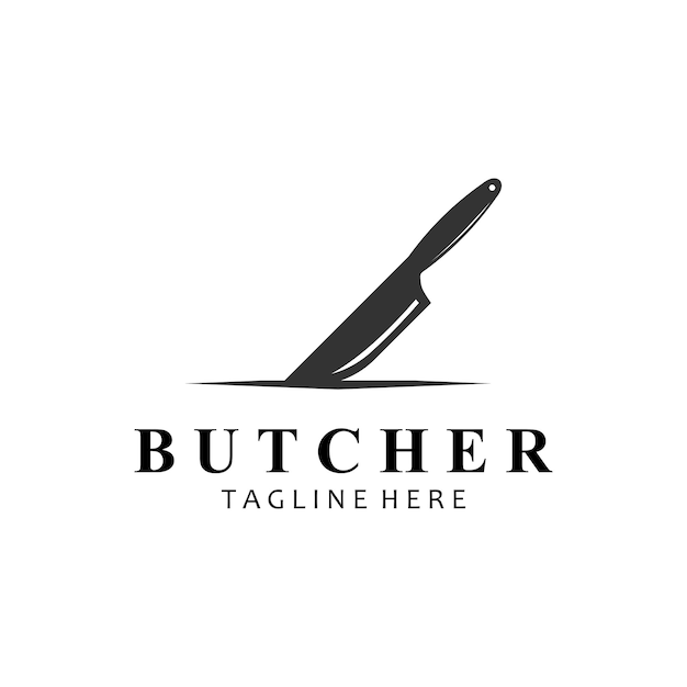 Butcher Knife Vintage Logo Template