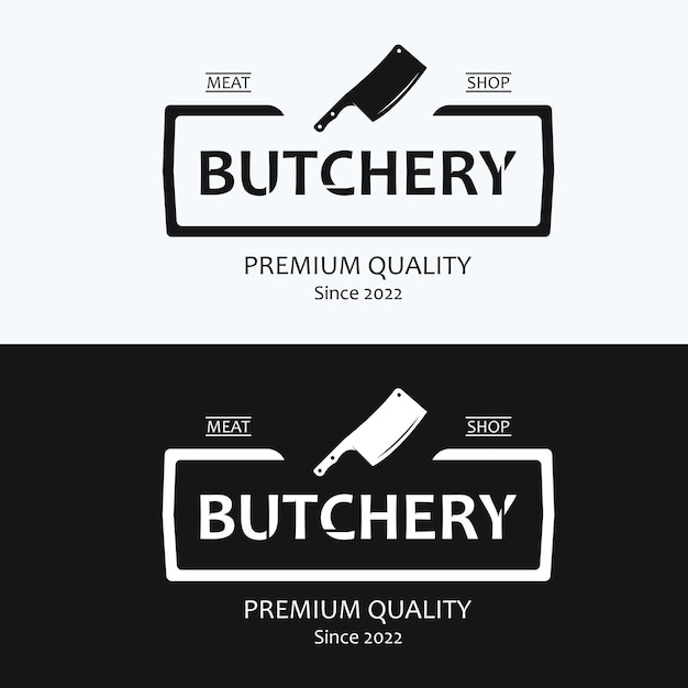 Butcher Knife Vintage Logo Template