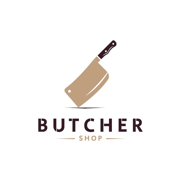 Шаблон винтажного логотипа ножа мясника