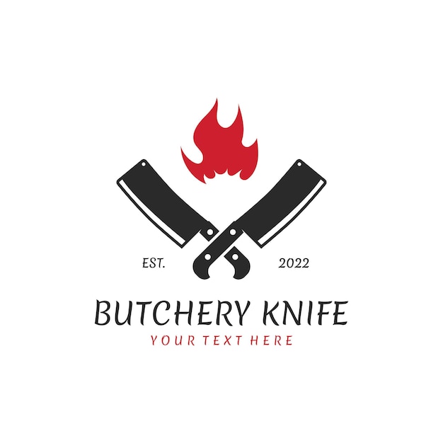 Butcher Knife Vintage Logo Template