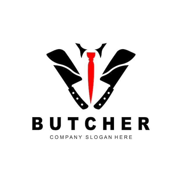 Butcher logo design Knife Cutting Tool Vector Template Product Brand Illustration Design For Butcher Farm Butcher Shop