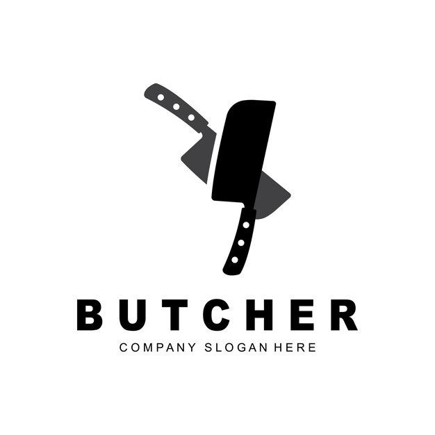 Vector butcher logo design knife cutting tool vector template product brand illustration design for butcher farm butcher shop