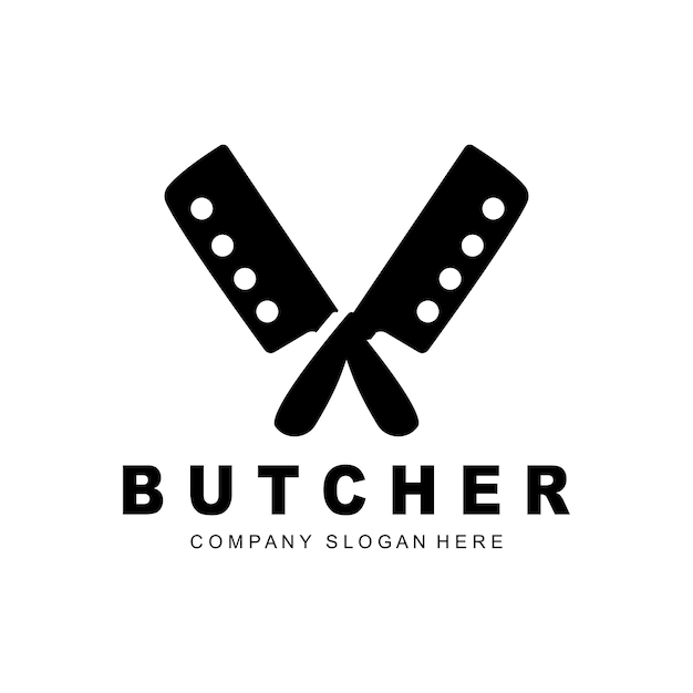 Butcher logo design Knife Cutting Tool Vector Template Product Brand Illustration Design For Butcher Farm Butcher Shop